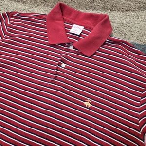 Brooks BrothersPolo Shirt Large Red Striped Preppy Casual Mens